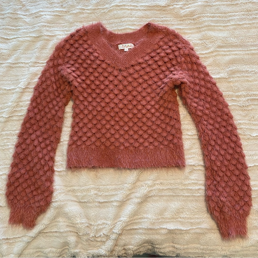 Sweet Genesis Long Sleeve Cropped V-Neck Sweater, Size M/L
